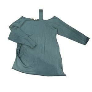 Soft Surroundings one shoulder teal long sleeve sweater tunic side splits 3X EUC
